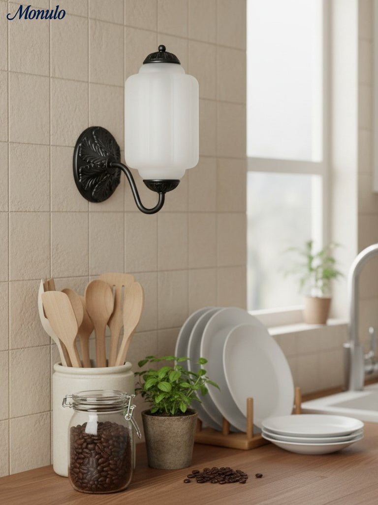 Ella Vintage Milk Glass Wall Sconce