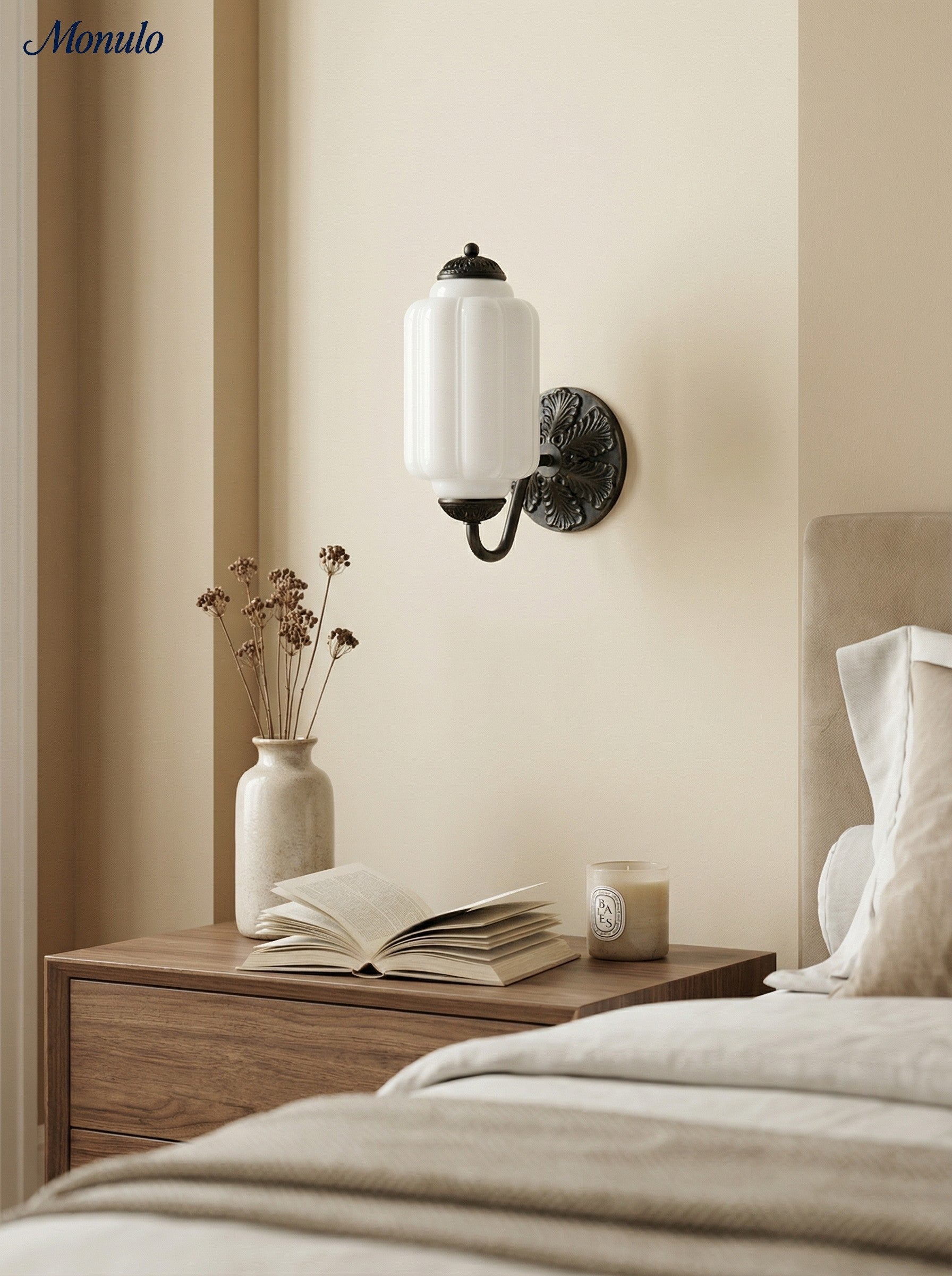 Ella Vintage Milk Glass Wall Sconce