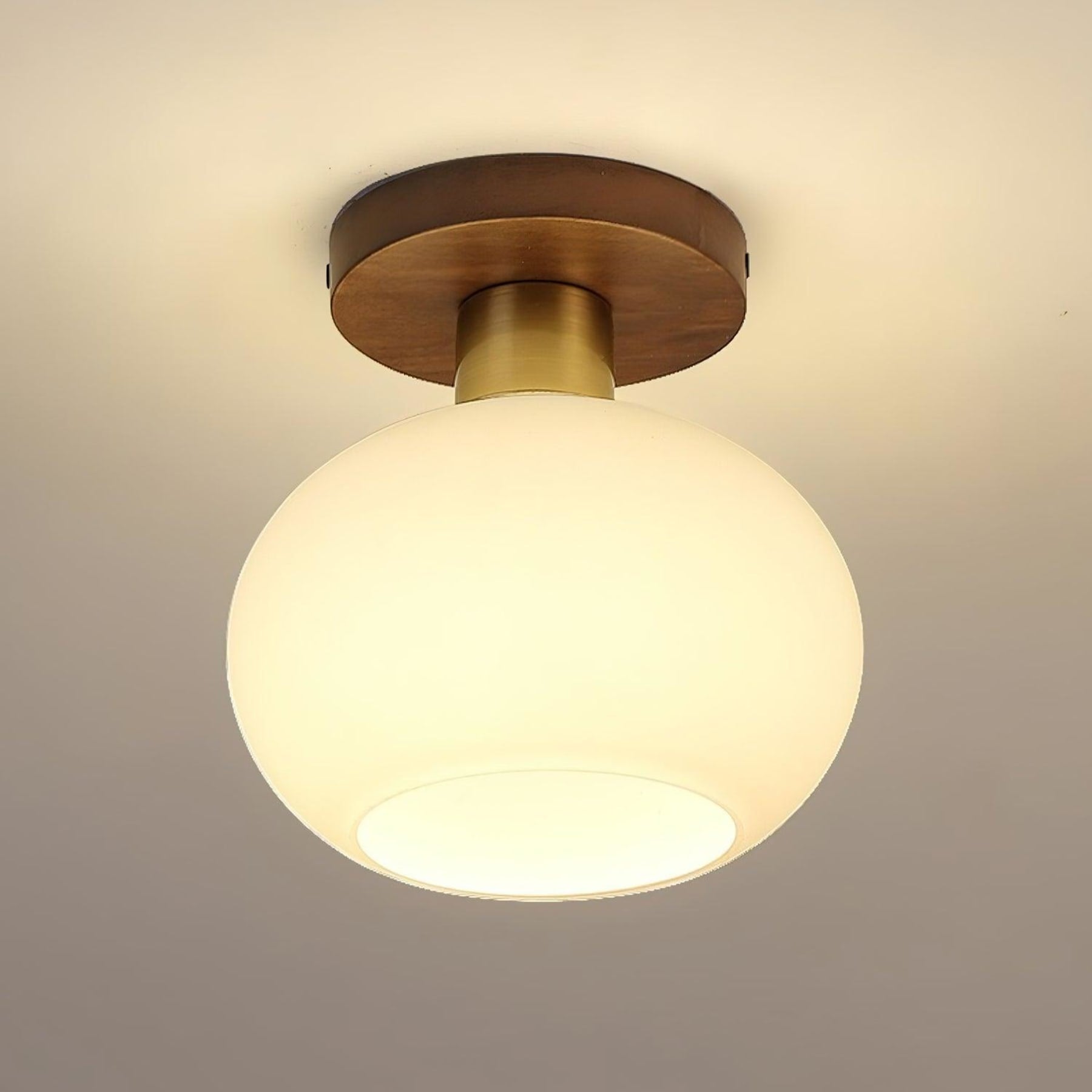 Odessa Solid Wood Semi-Flush Ceiling Light, front view