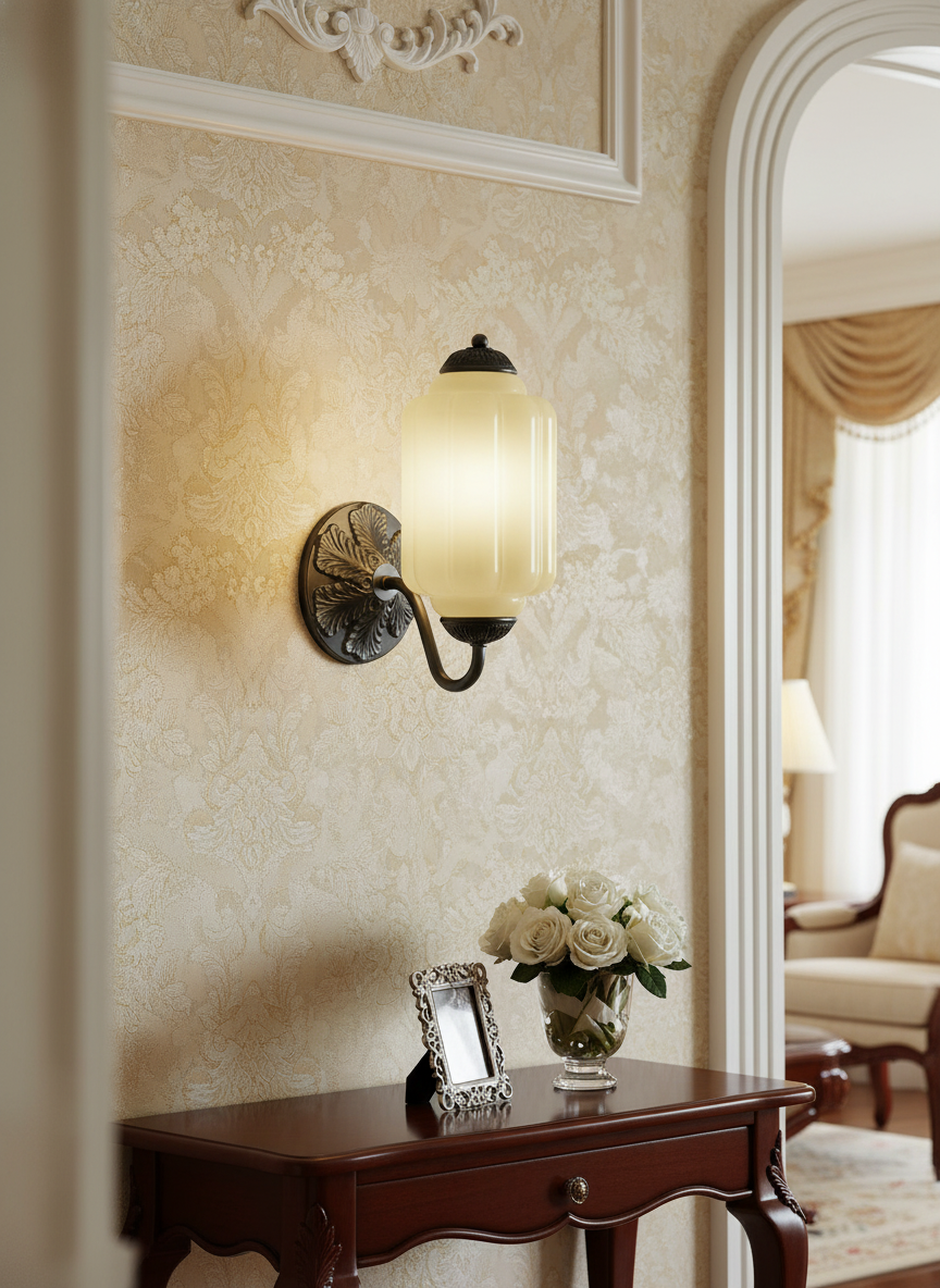 Ella Vintage Milk Glass Wall Sconce