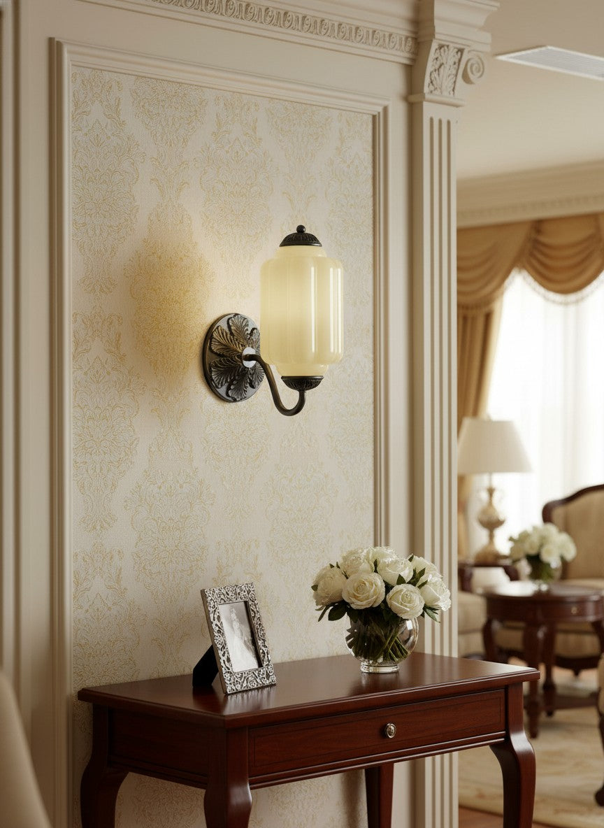 Ella Vintage Milk Glass Wall Sconce