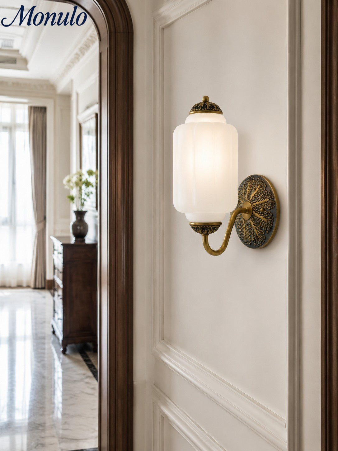 Ella Vintage Milk Glass Wall Sconce