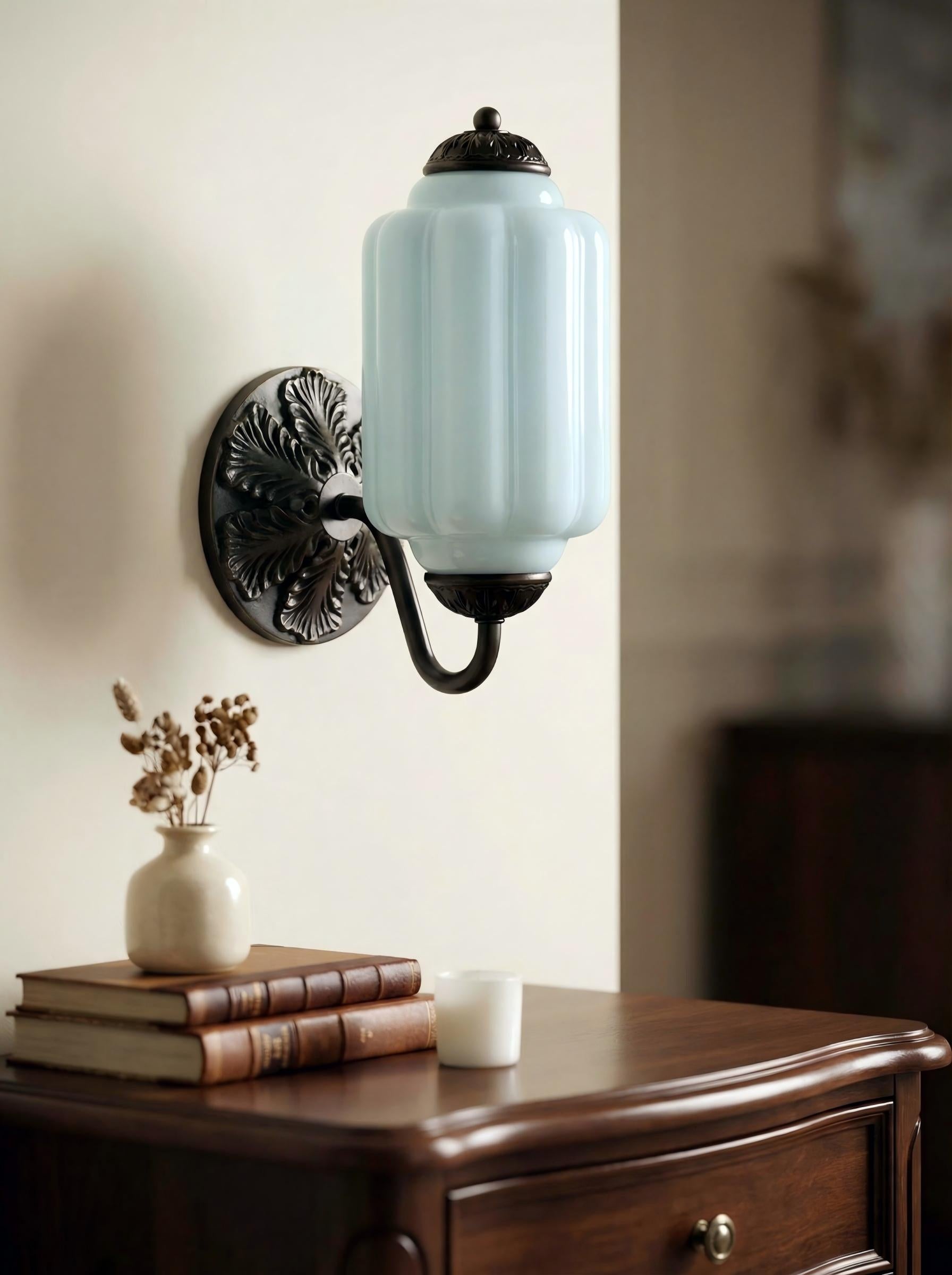 Ella Vintage Milk Glass Wall Sconce