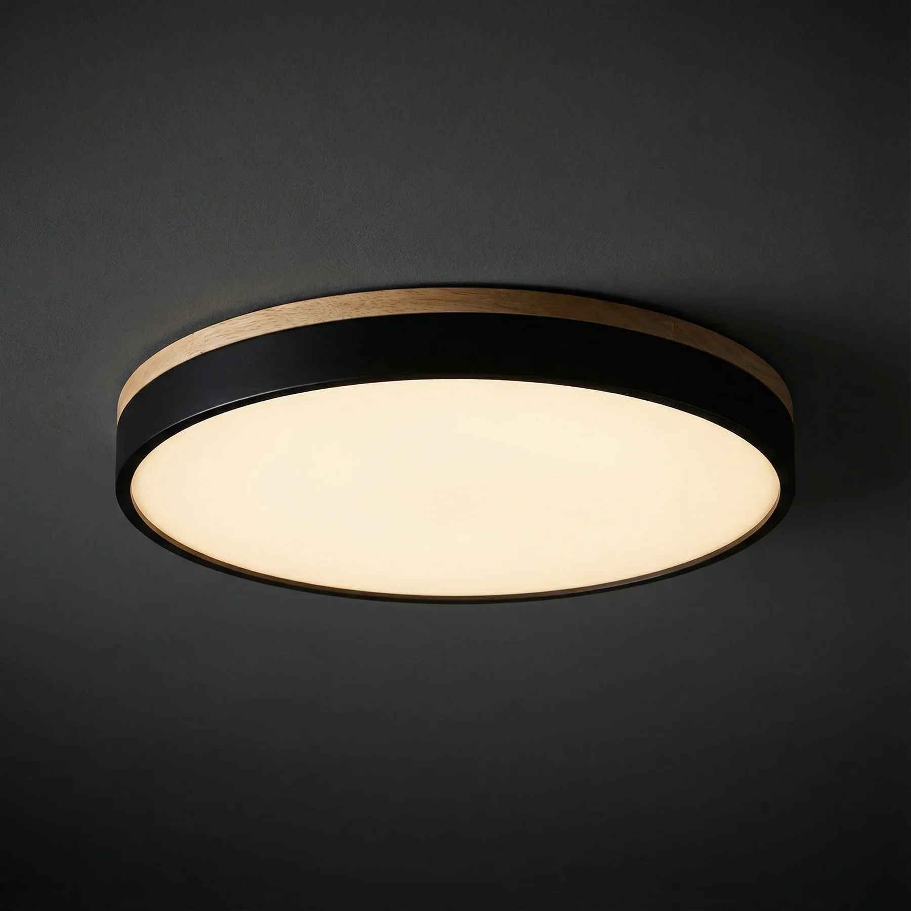 Aurelia Flush LED Ceiling Light with Wood Trim, detail view