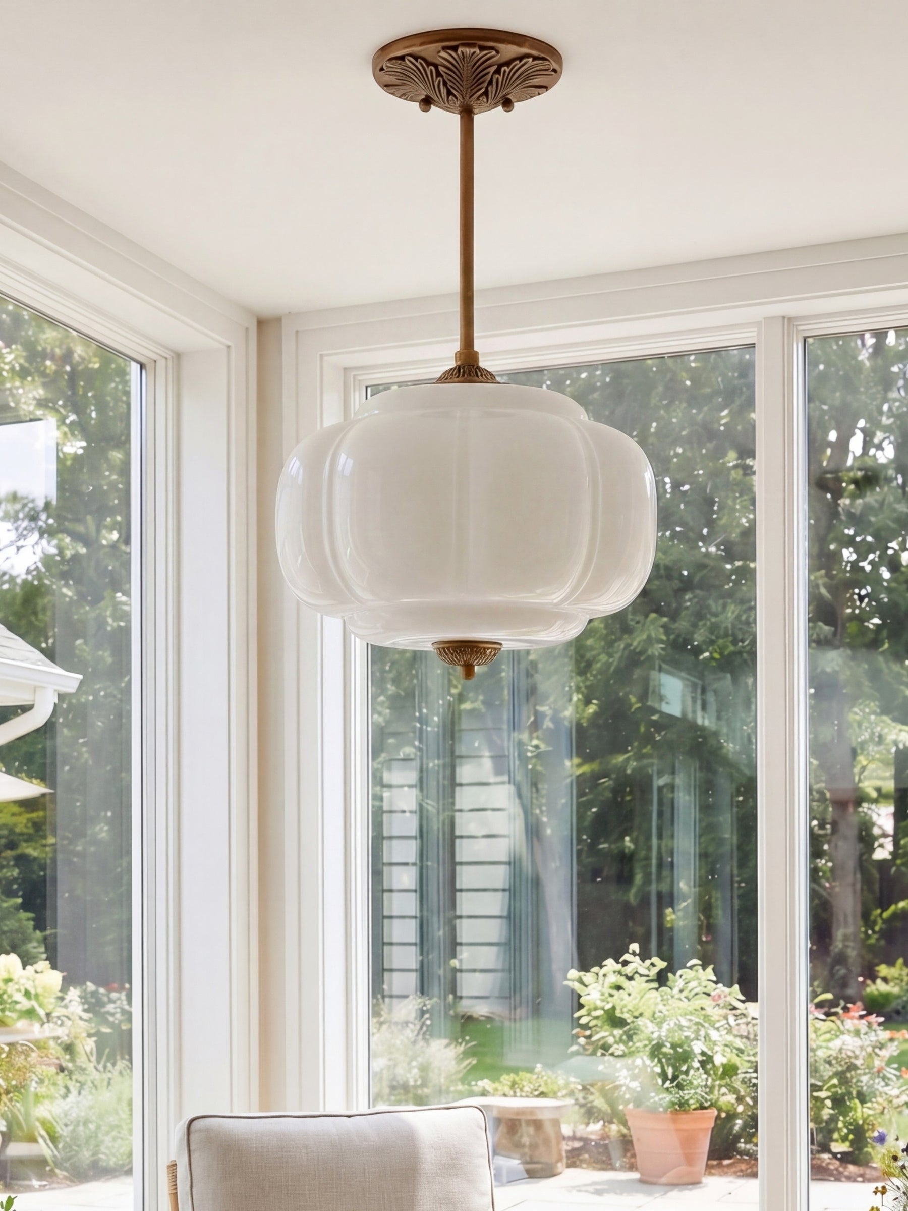 Ella Scallop Milk Glass Flush Mount Light