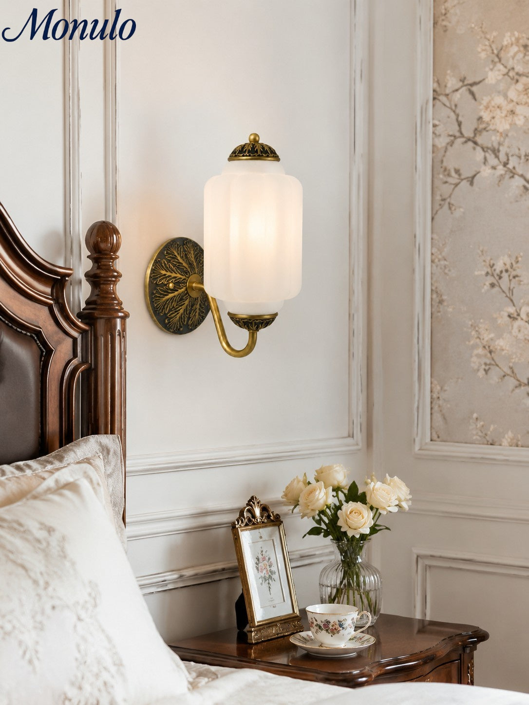 Ella Vintage Milk Glass Wall Sconce
