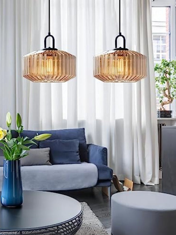 Riva Ribbed Glass Vintage Pendant Light