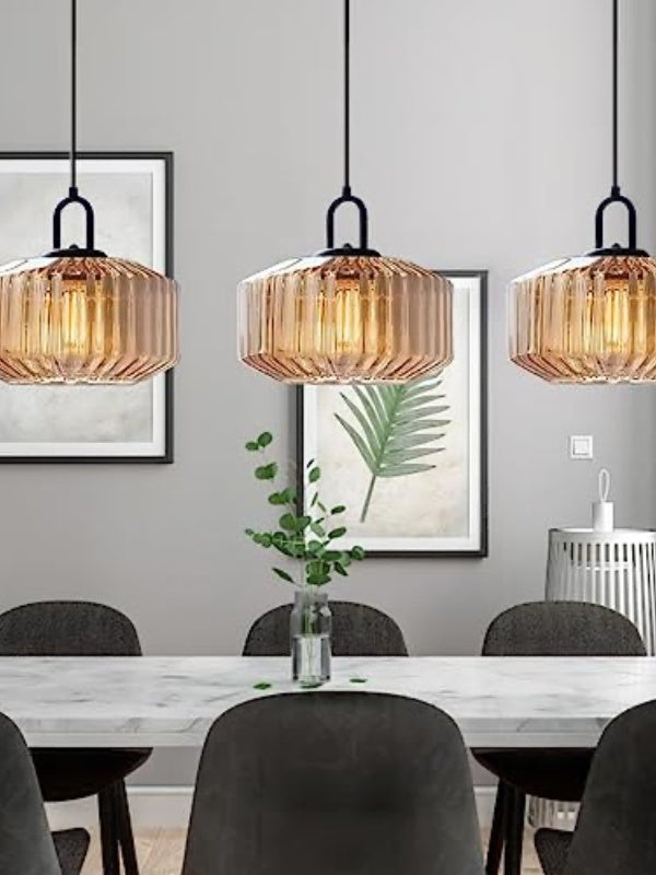 Riva Ribbed Glass Vintage Pendant Light