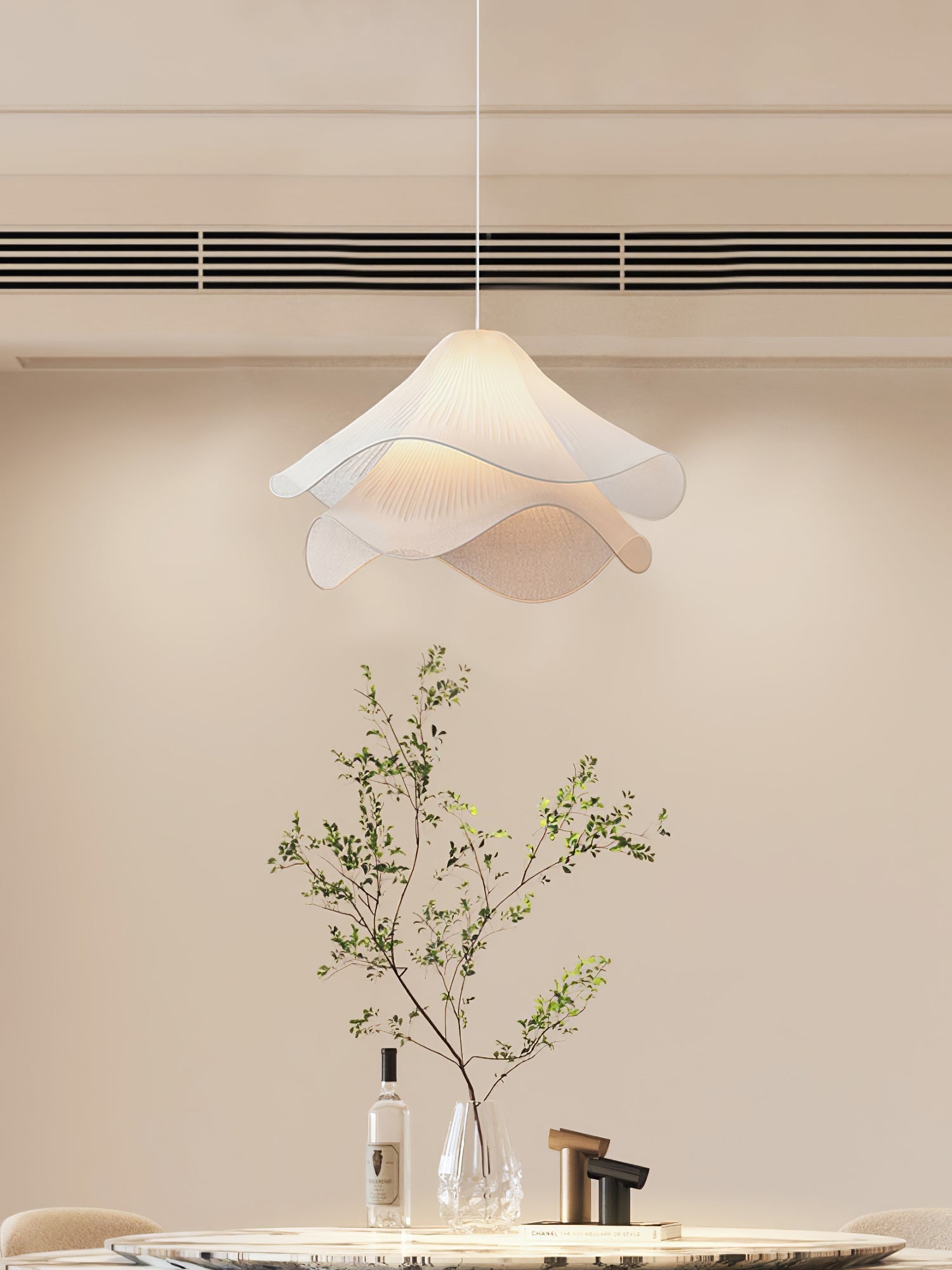Aria Ethereal Bloom Floral Fabric Pendant Light