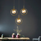 Ana Glass Pendant Light with Metal Ring