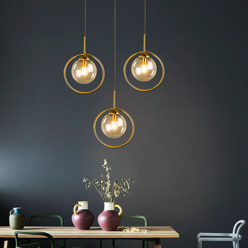 Ana Glass Pendant Light with Metal Ring