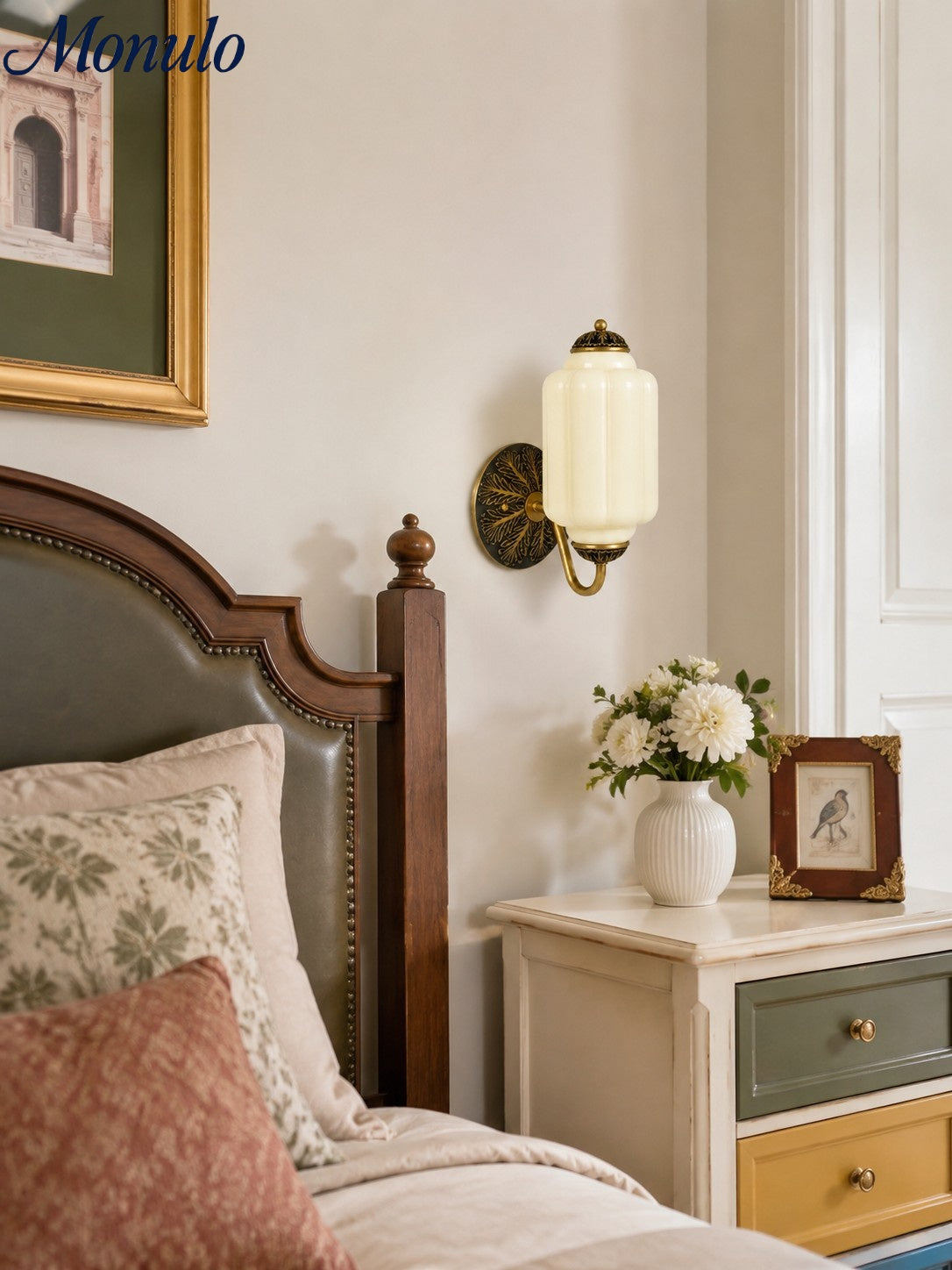 Ella Vintage Milk Glass Wall Sconce