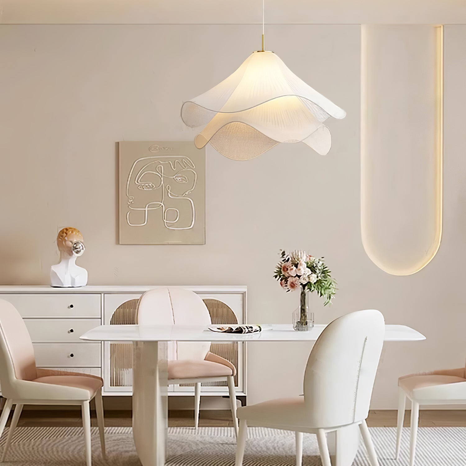 Aria Ethereal Bloom Floral Fabric Pendant Light