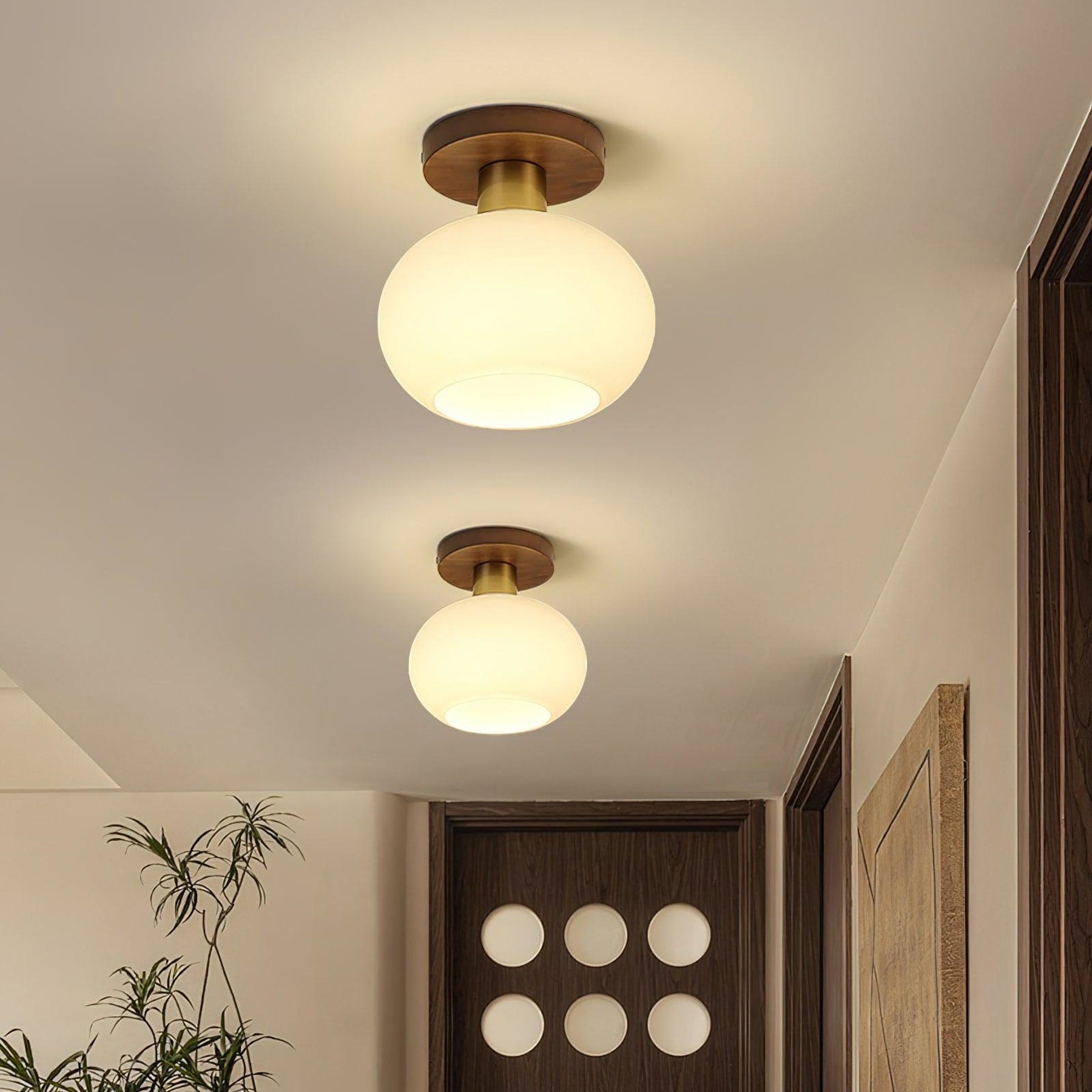 Odessa Solid Wood Semi-Flush Ceiling Light