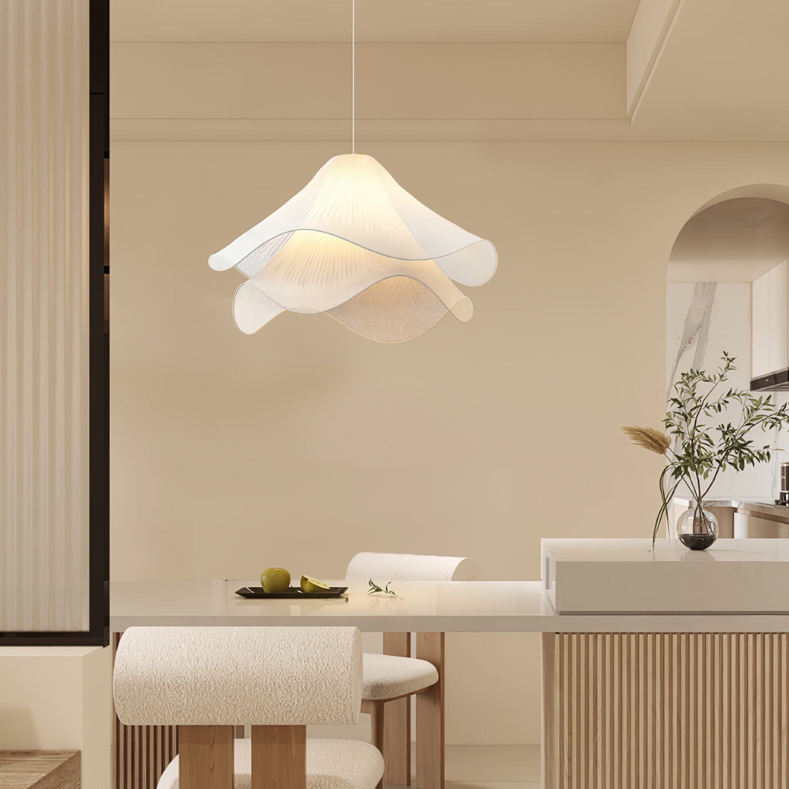 Aria Ethereal Bloom Floral Fabric Pendant Light