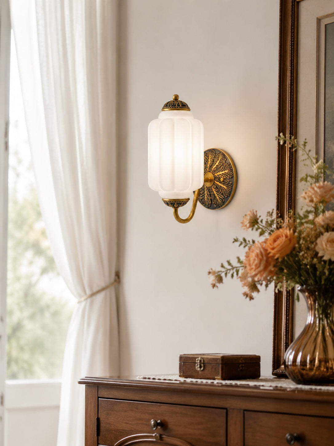 Ella Vintage Milk Glass Wall Sconce