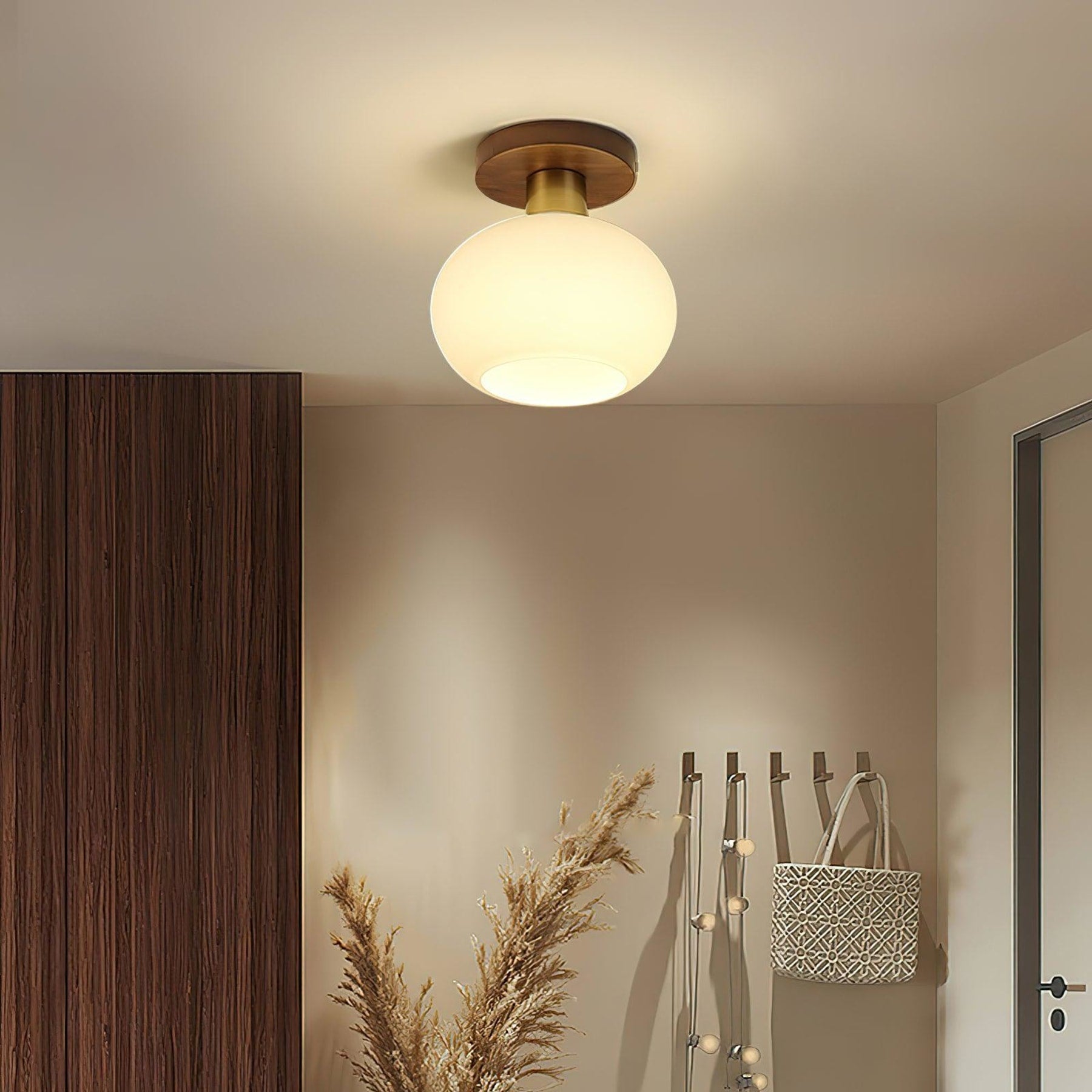 Odessa Solid Wood Semi-Flush Ceiling Light
