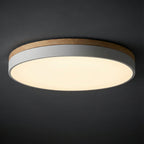 Aurelia Flush LED Ceiling Light with Wood Trim, close-up view