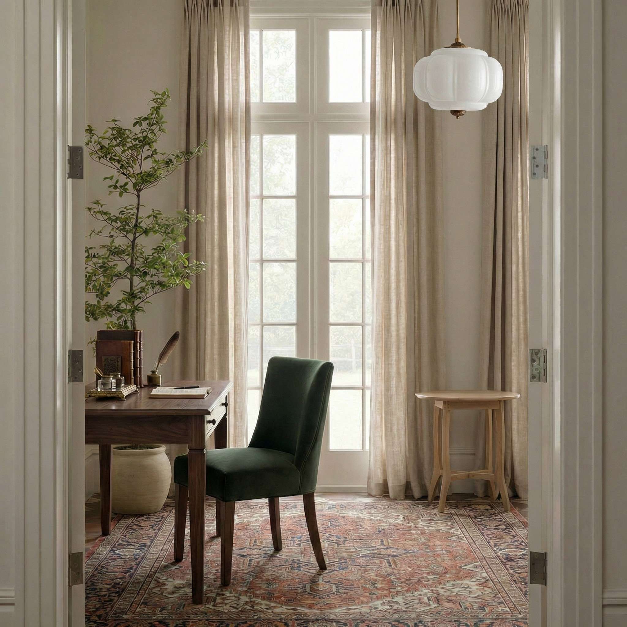 Ella Scallop Milk Glass Flush Mount Light