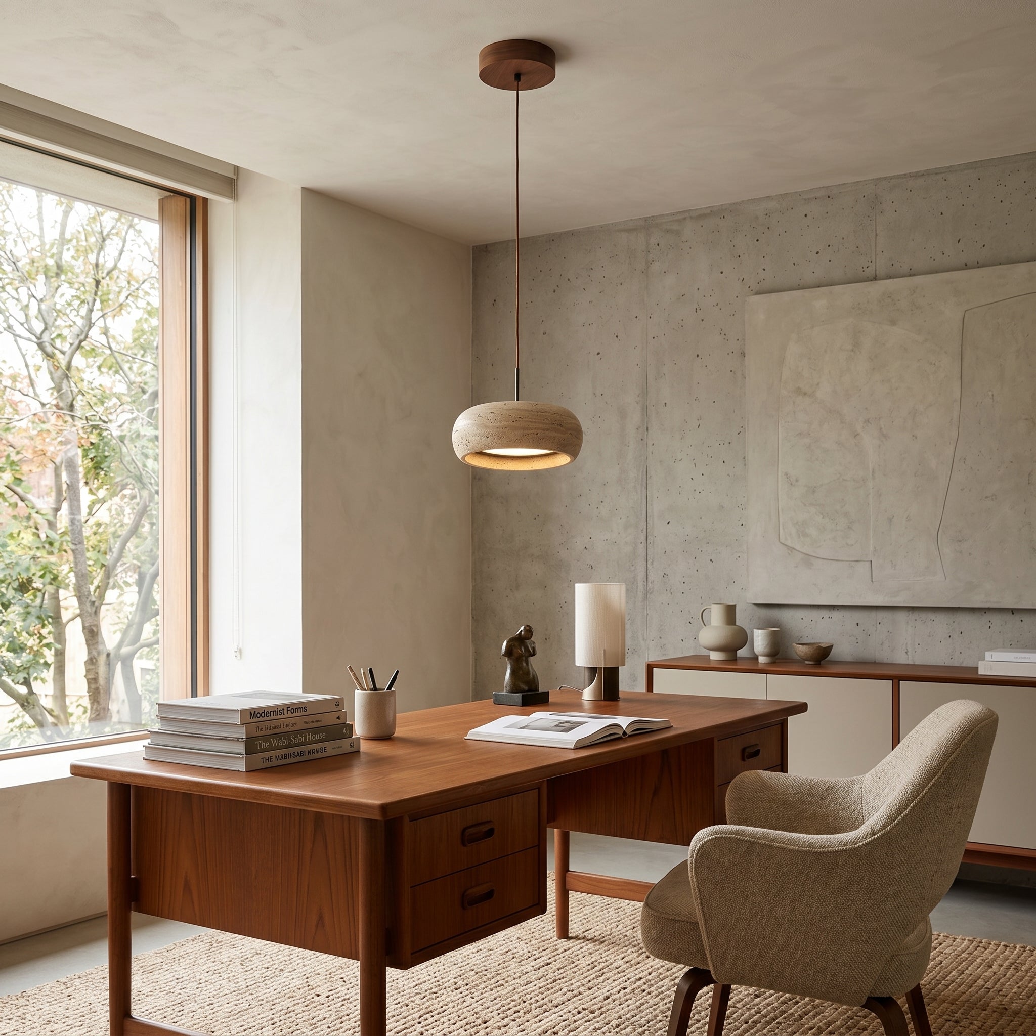 Terra Travertine Drum Pendant Lamp