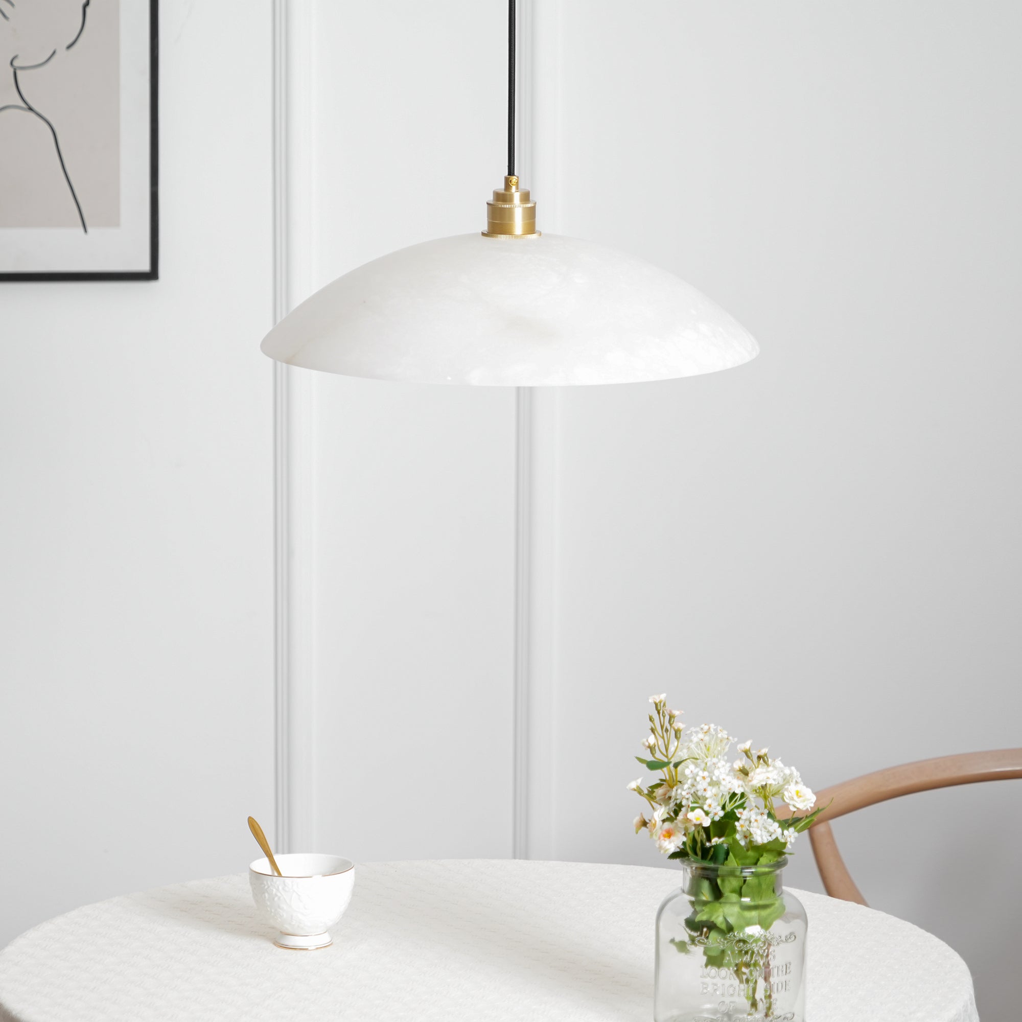 Savana Alabaster Dome Pendant Light