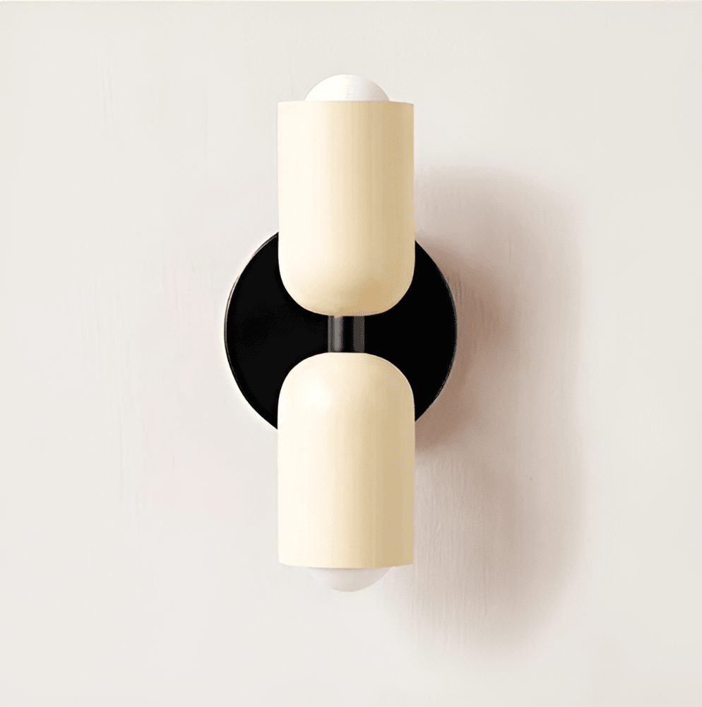 Isolde Capsule Wall Light with Round Backplate, close-up view