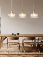 Kaze Japanese Brass Ribbed Cylinder Pendant Light