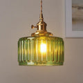 Kaze Japanese Brass Ribbed Cylinder Pendant Light