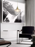 Kaze Japanese Brass Ribbed Cylinder Pendant Light