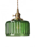 Kaze Japanese Brass Ribbed Cylinder Pendant Light