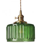 Kaze Japanese Brass Ribbed Cylinder Pendant Light