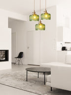 Kaze Japanese Brass Ribbed Cylinder Pendant Light