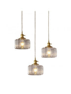 Kaze Japanese Brass Ribbed Cylinder Pendant Light
