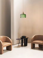 Kaze Japanese Brass Ribbed Cylinder Pendant Light
