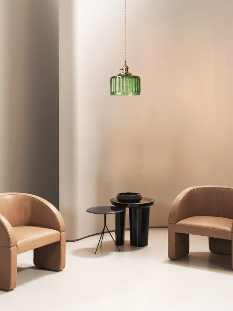 Kaze Japanese Brass Ribbed Cylinder Pendant Light