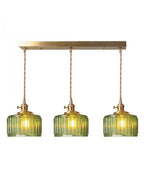 Kaze Japanese Brass Ribbed Cylinder Pendant Light