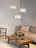 Kaze Japanese Brass Ribbed Cylinder Pendant Light
