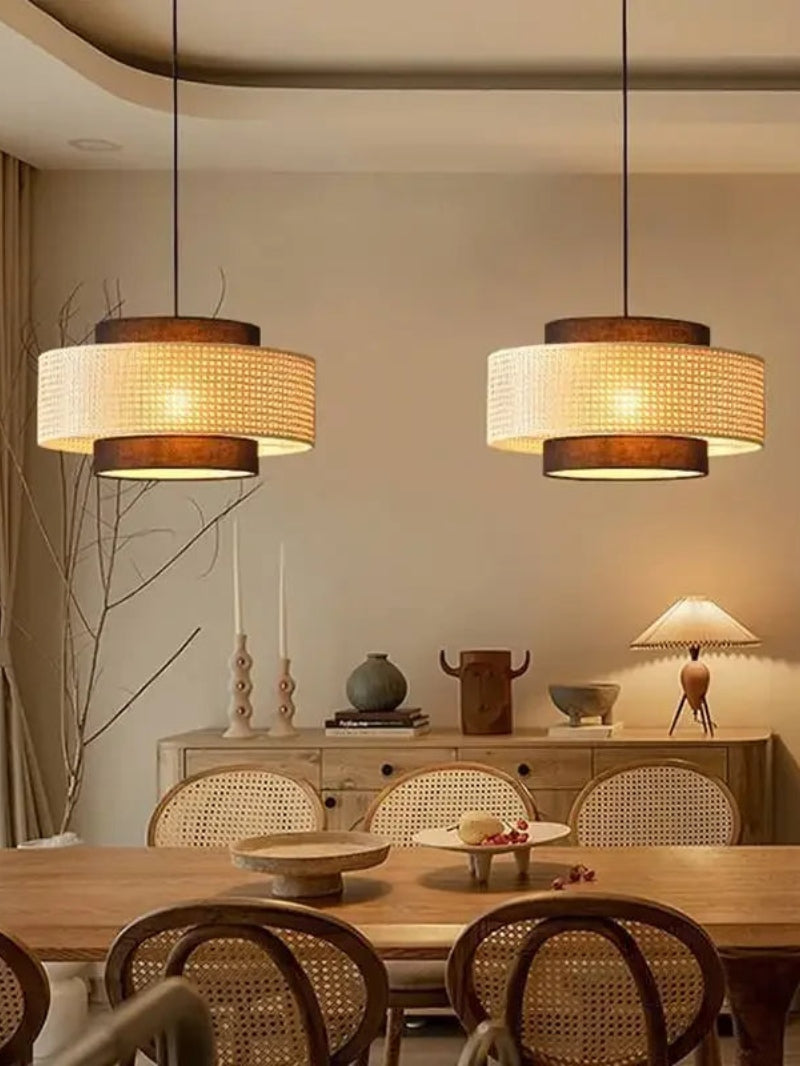 Kobo Wabi-Sabi Hemp Rope Rattan Pendant Light