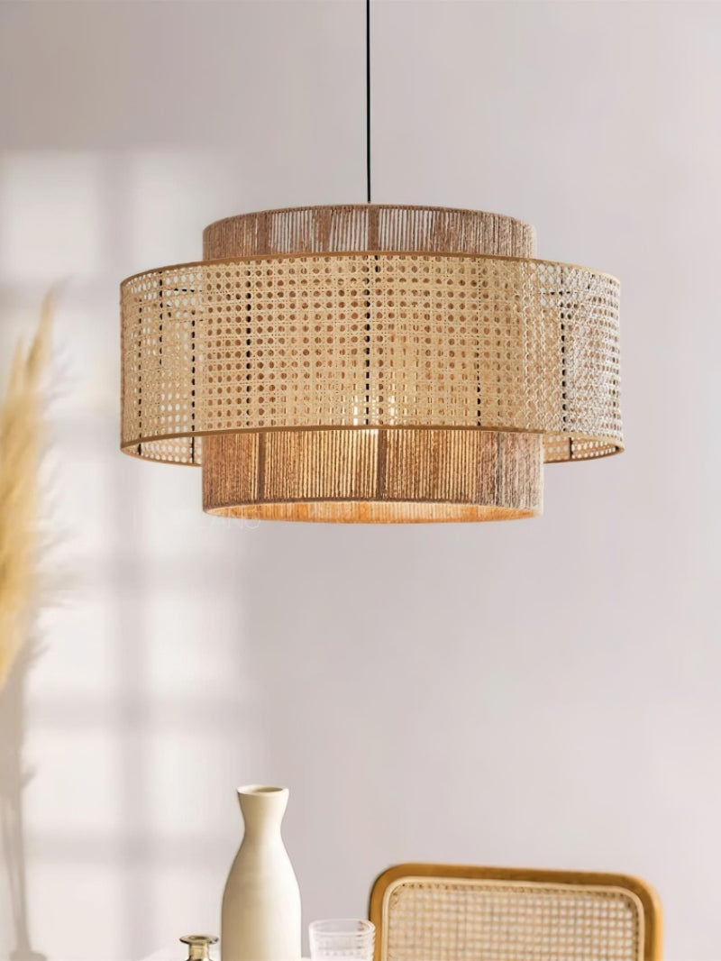 Kobo Wabi-Sabi Hemp Rope Rattan Pendant Light