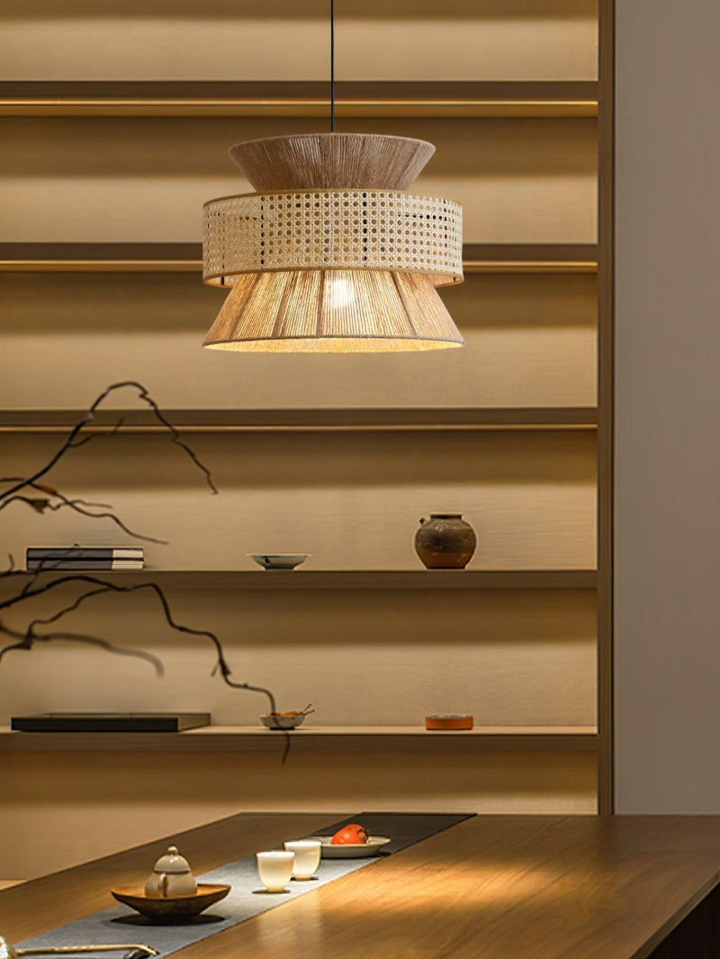 Kobo Wabi-Sabi Hemp Rope Rattan Pendant Light