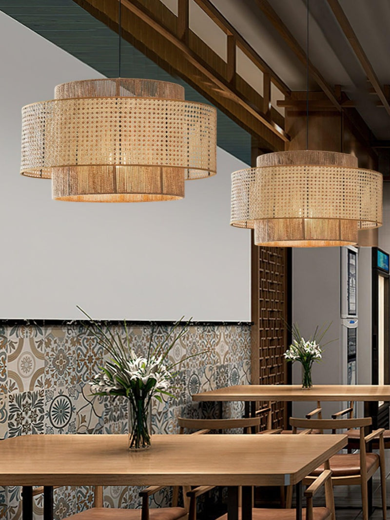 Kobo Wabi-Sabi Hemp Rope Rattan Pendant Light