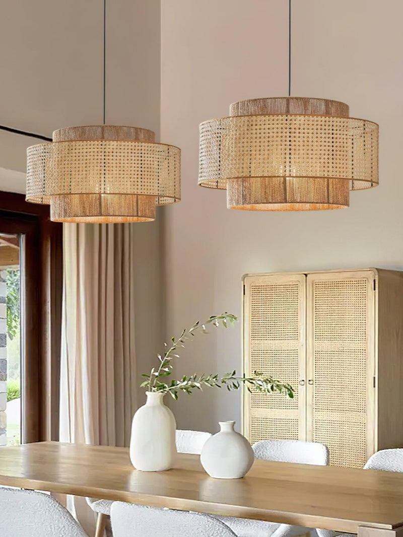 Kobo Wabi-Sabi Hemp Rope Rattan Pendant Light