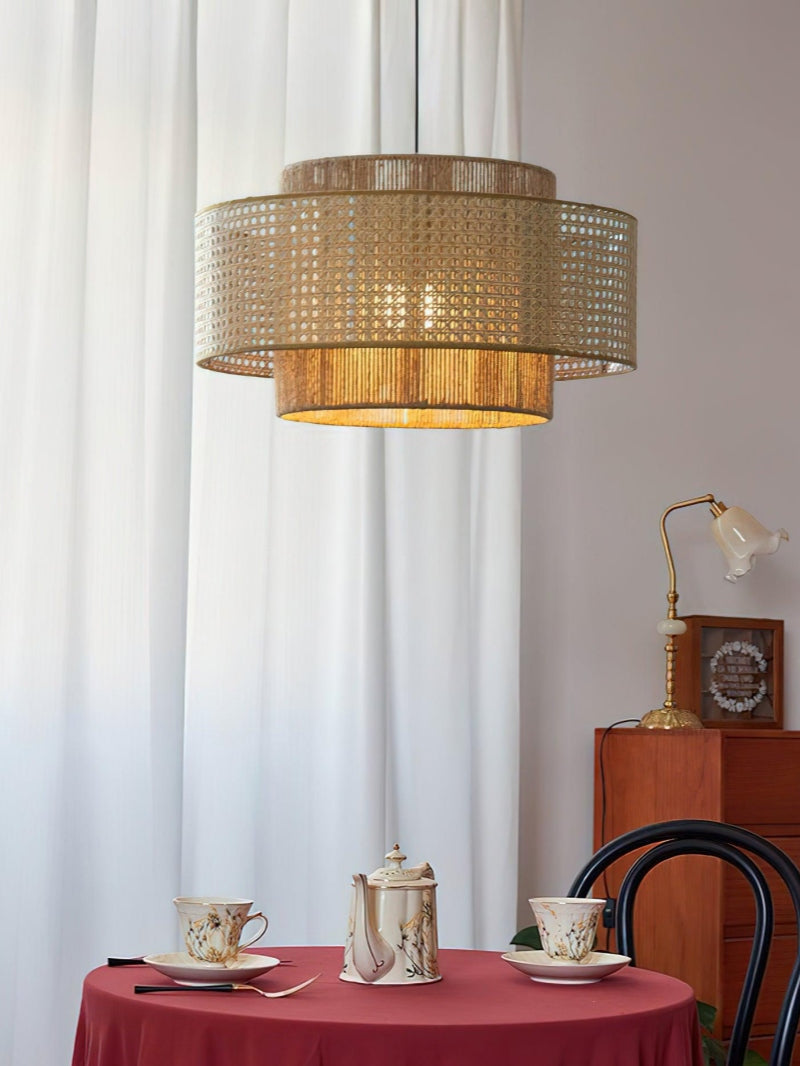 Kobo Wabi-Sabi Hemp Rope Rattan Pendant Light