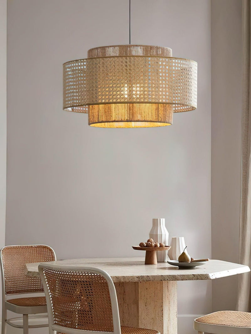 Kobo Wabi-Sabi Hemp Rope Rattan Pendant Light