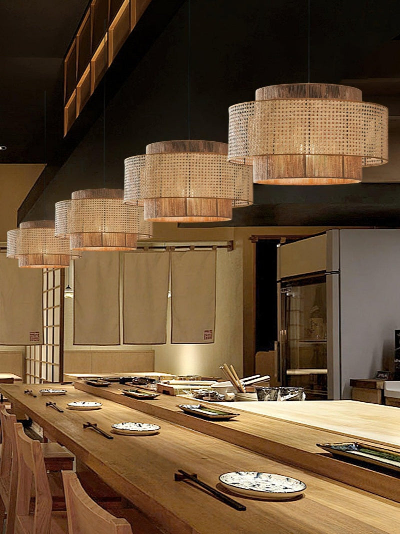Kobo Wabi-Sabi Hemp Rope Rattan Pendant Light