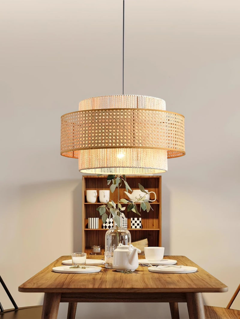 Kobo Wabi-Sabi Hemp Rope Rattan Pendant Light