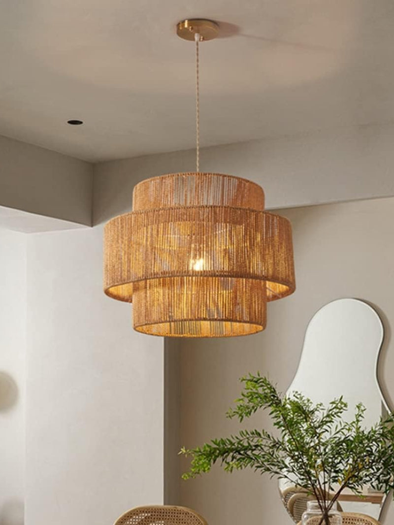 Kobo Wabi-Sabi Hemp Rope Rattan Pendant Light