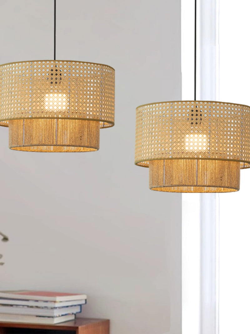 Kobo Wabi-Sabi Hemp Rope Rattan Pendant Light