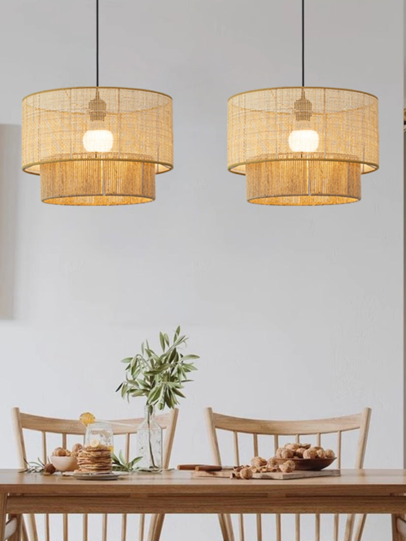 Kobo Wabi-Sabi Hemp Rope Rattan Pendant Light