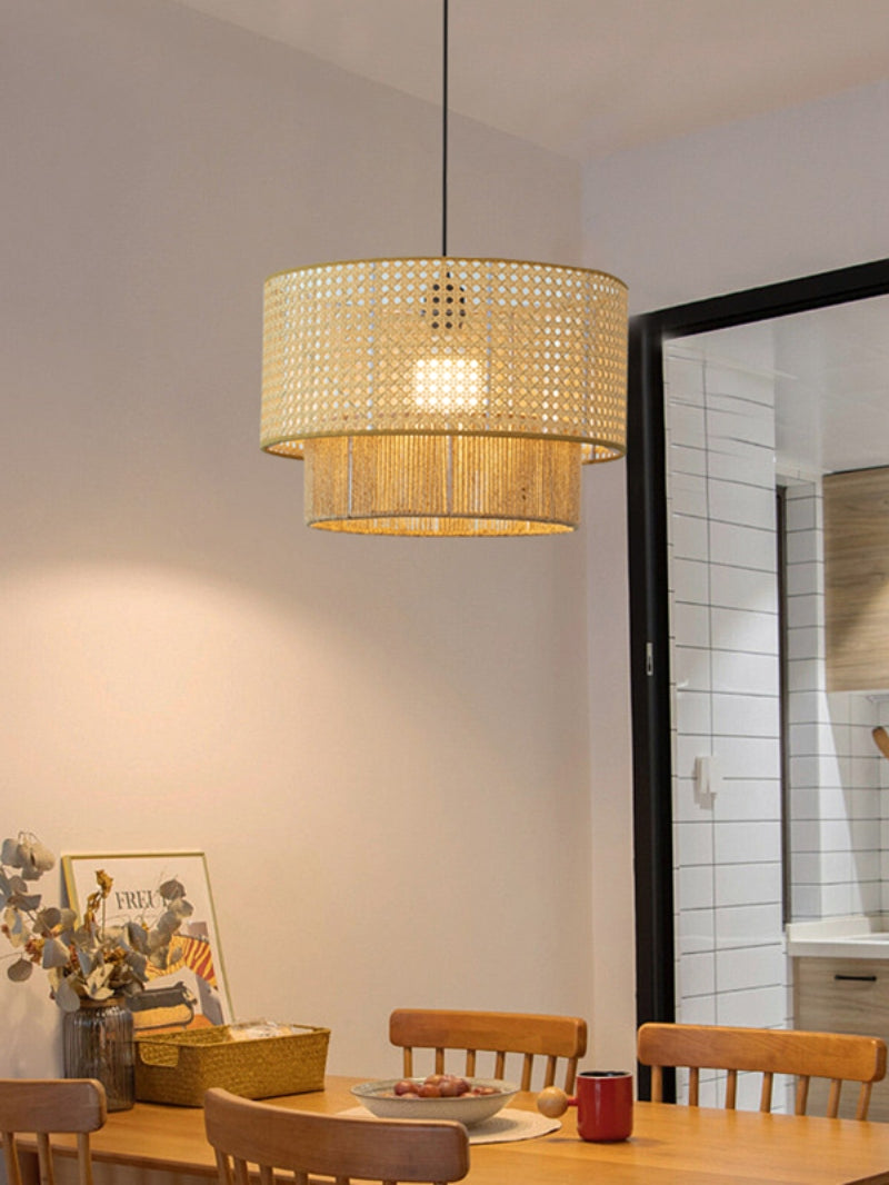 Kobo Wabi-Sabi Hemp Rope Rattan Pendant Light